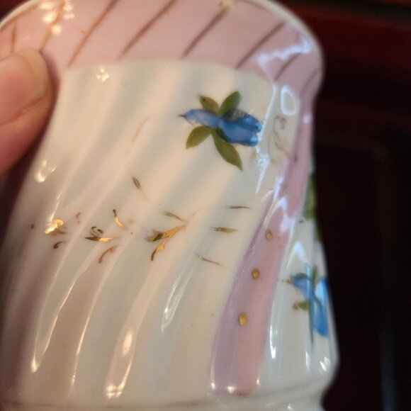 Antique Victorian Shaving Scuttle Mug with Hand-Painted Floral Design Farmhouse - Picture 6 of 7